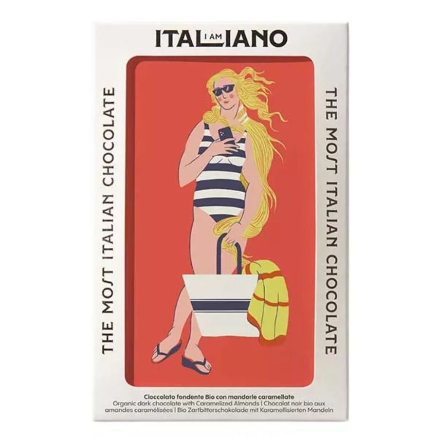 I am Italiano, Art - Venus, Organic Dark Chocolate with Caramelized Almonds 焦糖杏仁有機黑巧克力 50g